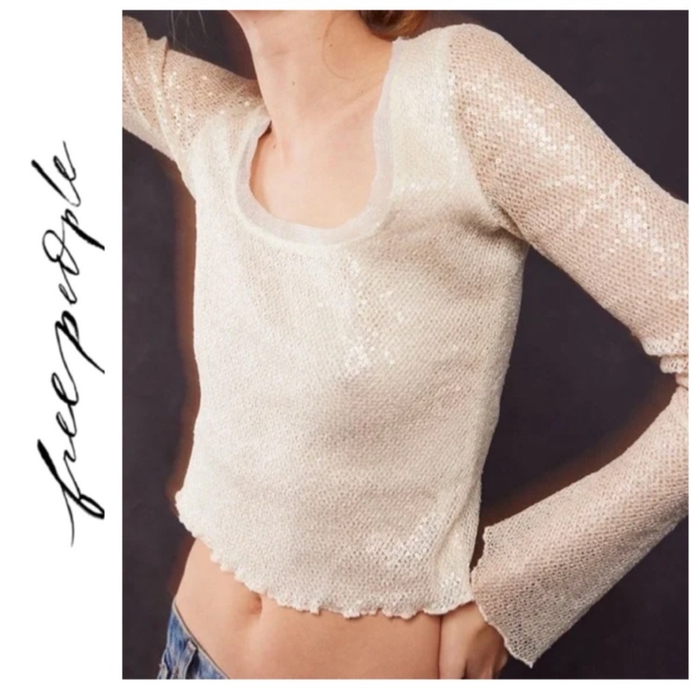 Free People Late Night Disco Layering Top in Snowing NWOT. Size M